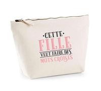 Trousse Cette Fille Veut Faire des Mots croisés | Pouch | Idée Pochette Toilette Maquillage Transport Cadeau Anniversaire Fête Original Famille Travail Départ Collègue Retraite