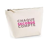 Trousse Chaque Seconde Compte - Pouch Case - Idée Trousse Rangement Cadeau Anniversaire Fête Original Famille Travail Départ Collègue Retraite Noël. - Violet&Rose - 1