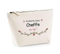 Trousse Cheffe au Top | Idée Cadeau Collègue Travail Retraite Pochette Maquillage Toilette