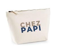 Trousse chez Papi - Pouch Case - Idée Trousse Rangement Cadeau Anniversaire Fête Original Famille Travail Départ Collègue Retraite Noël. - Marron&Bleu - 1