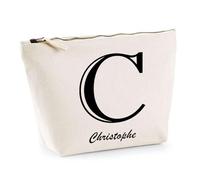Trousse Christophe Lettre Chic | Pochette Toilette Maquillage | Idée Cadeau Prénom pour Cuisinier Barbecue Jardinage Oncle Parrain Beau Papa Collègue Départ Retraite Noël