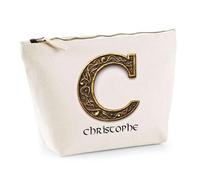Trousse Christophe Lettre Viking | Pochette Toilette Maquillage | Idée Cadeau Prénom Motard Jeux de Rôle Vidéo Anniversaire Oncle Parrain Beau Papa Collègue Départ Retraite Noël