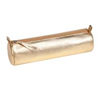 Clairefontaine Trousse scolaire 8692C ronde dorée effet irisé Ø5,5x22 cm en cuir d'agneau véritable