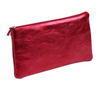 Clairefontaine Trousse scolaire plate 8714C – Cuir d'agneau rouge effet irisé 22x11 cm