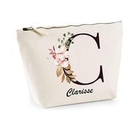Trousse Clarisse Lettre Fleur | Pochette Toilette Maquillage Idée Sac Cadeau