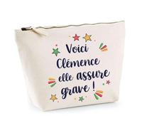 Trousse Clémence Elle Assure Grave ! | Pochette Maquillage Make-up Toilette Cadeau Fête des Mères Anniversaire Soeur Noël Tata Marraine