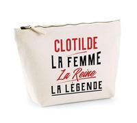 Trousse Clotilde la Femme la Reine la Légende | Pochette Toilette Maquillage | Idée Cadeau Petite Amie Copine Maman Amour Humour Noël Anniversaire Fête des Mères