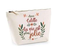 Trousse Colette la Vie est Plus Jolie | Pochette Maquillage Make-up Toilette Cadeau Fête des Mères Anniversaire Soeur Noël Tata Marraine
