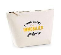 Trousse comme Agent Immobilier j’Assure | Pouch | Idée Pochette Toilette Maquillage Transport Cadeau Anniversaire Fête Original Famille Travail Départ Collègue Retraite
