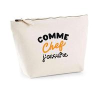 Trousse comme Chef j’Assure | Pouch | Idée Pochette Toilette Maquillage Transport Cadeau Anniversaire Fête Original Famille Travail Départ Collègue Retraite