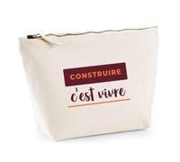 Trousse Construire Cest Vivre - Pouch Case - Idée Trousse Rangement Cadeau Anniversaire Fête Original Famille Travail Départ Collègue Retraite Noël. - Bordeaux&Corail - 4