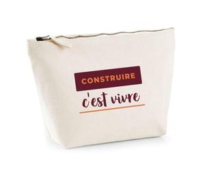 Trousse Construire Cest Vivre - Pouch Case - Idée Trousse Rangement Cadeau Anniversaire Fête Original Famille Travail Départ Collègue Retraite Noël. - Bordeaux&Corail - 4