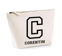 Trousse Corentin Lettre Sport | Pochette Toilette Maquillage | Idée Cadeau Prénom Style Basket Université Anniversaire Oncle Parrain Beau Papa Collègue Départ Retraite Noël