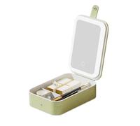 Trousse cosmétique avec miroir de maquillage, miroir de maquillage de voyage avec lumière | de rangement pour artistes Motif - Rangement portable pour artistes, trousse à outils et accessoires, vert