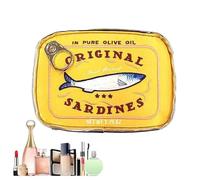 Trousse cosmétique de voyage - Petite trousse de maquillage, grande capacité Sardine mignonne | Sac de rangement moulé, sac cosmétique, boîte créative de poisson de chat, Jaune, Voir description, Voir