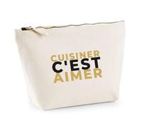Trousse Cuisiner Cest Aimer - Pouch Case - Idée Trousse Rangement Cadeau Anniversaire Fête Original Famille Travail Départ Collègue Retraite Noël. - Doré&Noir - 1