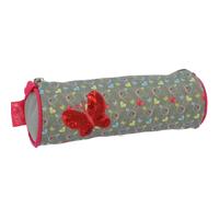 Trousse Cylindrique Tissu Imprimé Papillons Sequins Bella Sara Blanc / Rose / Gris TU