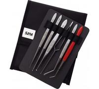 Trousse de 6 brucelles en acier inoxydable - 6 becs différents SAM OUTILLAGE
