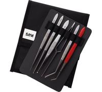 Trousse de 6 brucelles en acier inoxydable - 6 becs différents SAM OUTILLAGE