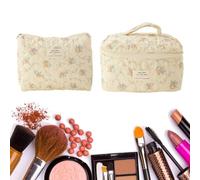 Trousse de à fermeture éclair avec motif floral et grande capacité - Trousse de toilette portable pour dentifrice, rasoir, trousse de douce pour shampooing, brosse à dents