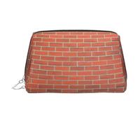 Trousse de beauté imprimée avec texture de mur de briques rouges, grand support de maquillage avec protection en éponge intégrée pour la maison et les voyages, Argenté., One Size
