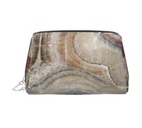 Trousse de beauté imprimée bleu pâle en pierre d'onyx, grand support de maquillage avec protection éponge intégrée pour la maison et les voyages, Argenté., One Size