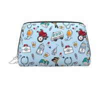 Trousse de beauté imprimée Cartoon Tools, grand support de maquillage avec protection en éponge intégrée pour la maison et les voyages, Argenté., One Size