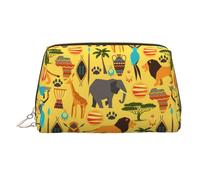 Trousse de beauté imprimée éléphant d'Afrique, grand support de maquillage avec protection en éponge intégrée pour la maison et les voyages, doré, One Size