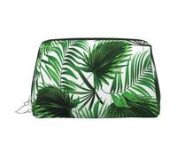 Trousse de beauté imprimée feuille de palmier, grand support de maquillage avec protection éponge intégrée pour la maison et les voyages, Argenté., One Size