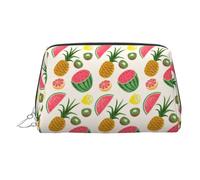 Trousse de beauté imprimée fruits tropicaux, grand support de maquillage avec protection éponge intégrée pour la maison et les voyages, Argenté., One Size