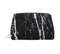 Trousse de beauté imprimée marbre noir et blanc, grand support de maquillage avec protection éponge intégrée pour la maison et les voyages, Argenté., One Size