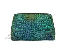 Trousse de beauté imprimée peau d'alligator, grand support de maquillage avec protection en éponge intégrée pour la maison et les voyages, Argenté., One Size