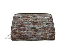 Trousse de beauté imprimée pierre rouge brique, grand support de maquillage avec éponge de protection intégrée pour la maison et les voyages, doré, One Size