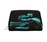Trousse de beauté imprimée serpent bleu, grand support de maquillage avec protection en éponge intégrée pour la maison et les voyages, doré, One Size