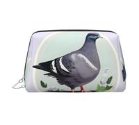 Trousse de beauté portable imprimée pigeon gris, pochette de voyage compacte avec fentes intérieures organisées pour un usage quotidien, Argenté., One Size