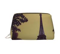 Trousse de beauté portable imprimée Tour Eiffel Paris, pochette de voyage compacte avec fentes intérieures organisées pour un usage quotidien, doré, One Size