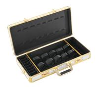Trousse de coiffeur portable - Blanc et doré - 55 × 27 × 11 cm - Avec deux cadenas sécurisés par mot de passe - Pour ranger tondeuse, ciseaux et fournitures de coiffure