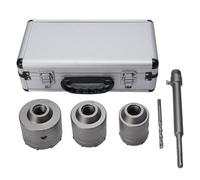 Trousse de Couronne de Forage à Béton Diamètres 55mm 65mm 75mm, Set 3 Pièces YG8C Profondeur 50mm pour Brique Creuse Mur Ciment Installation Climatisation et Conduits