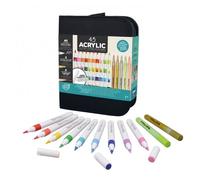 Trousse de feutres acryliques - Buki France - 45 feutres - Pointe pinceau 0 7 mm - 2 fluo 1 mm - Multi-surfaces