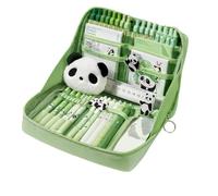 Trousse de Fournitures Scolaires Mignonne Fournitures Pour Lycée | Ensemble Panda Avec Bloc-Notes Stylos Pendentifs Et Étui Pour Étudiants