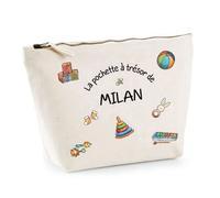 Trousse de jeux - MILAN - Pochette à trésor - 100% coton - Beige - 28cm x 19cm x 9cm