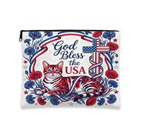 Trousse de maquillage 250 ans avec motif chats du Bengale, fleurs chrétiennes, pochette de voyage pour femmes et filles, petite pochette portable en toile à fermeture éclair, trousse de toilette
