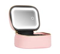 Trousse de maquillage - 5,91 pouces portable | Sac en PU-sac à cosmétiques avec lumière LED, porte-brosse miroir USB pour femmes et adolescents, idéal pour les voyages, les fêtes, la piscine et la mai
