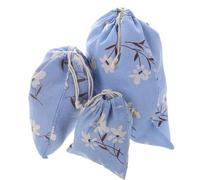 Trousse de Maquillage à Cordon en Coton et Lin, Lot de 3 | Imprimé, Format Grand Moyen Petit, Rangement Portable de Voyage, Léger et Facile à Transporter Couleur Aléatoire