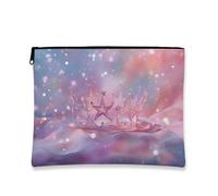 Trousse de maquillage à couronne scintillante irisée pour femme, petite trousse de toilette portable à fermeture éclair, cadeau de célébration, trousse de toilette pour soins de la peau, accessoire de