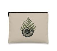 Trousse de maquillage à feuillage - Nautilus Shell Fern Art - Pochette de voyage pour femme, petite trousse portable en toile à fermeture éclair, organisateur de soins de la peau inspiré de la nature
