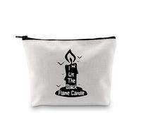 Trousse de maquillage à flamme noire avec inscription « I Lit The Black Flame Candle » - Trousse de toilette à fermeture éclair - Cadeau pour fan de sorcière, Bougie I allumé la flamme noire