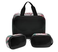 Trousse de maquillage à fleurs translucides « Happy Mother's Day » pour homme et femme - 3 pièces - Trousse de toilette de voyage, couleur, XL, Trousse de maquillage