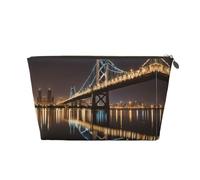 Trousse de maquillage à imprimé nuit de New York Manhattan Bridge pour sac à main, organiseur de maquillage pour sac à main, pochette de beauté étanche pour femmes et filles, doré, Taille unique