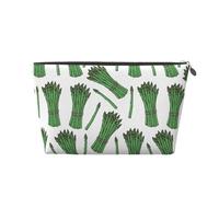 Trousse de maquillage à imprimé vert asperge, trousse de toilette de voyage, trousse de maquillage pour femme, trousse de maquillage en cuir, jolie trousse de maquillage, Argenté, One Size